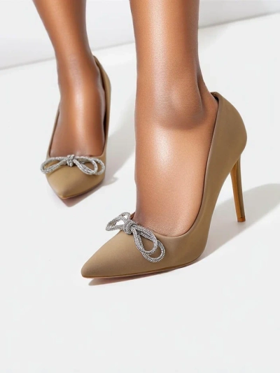 Royalfashion Damenschuhe, die Satin ähneln, mit einer Schleife Hefion
