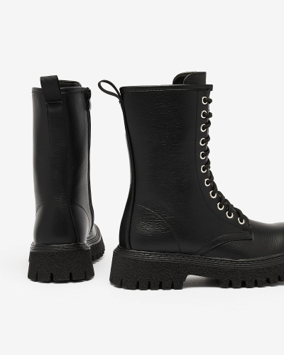 Schwarzer Damenstiefel mit Goldkette Azerik - Schuhe