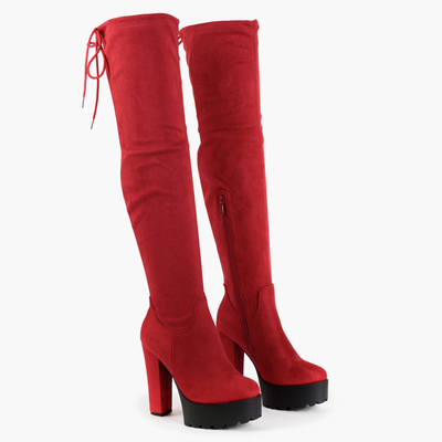 Rote Overknee-Stiefel mit hohen Absätzen in Rot Numi - Footwear