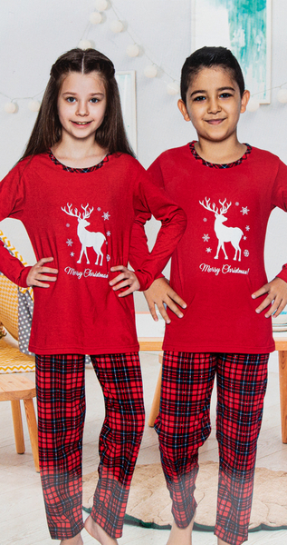 Roter Weihnachtspyjama für Kinder - Kleidung