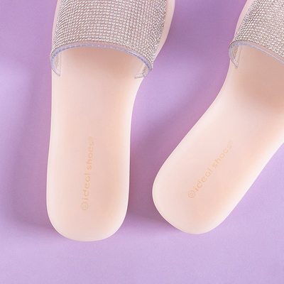 Beige Gummihausschuhe für Damen mit Zirkonia Niamh - Schuhe