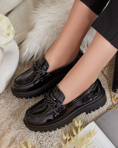 Royalfashion Damen Mokassins lackiert mit Ornament Lehels