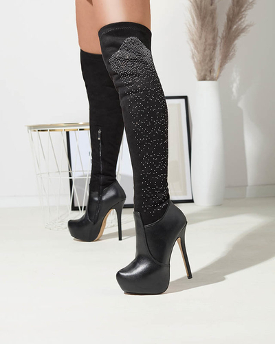 Kniehohe Stiletto-Stiefel für Damen in Schwarz Agiocio- Footwear
