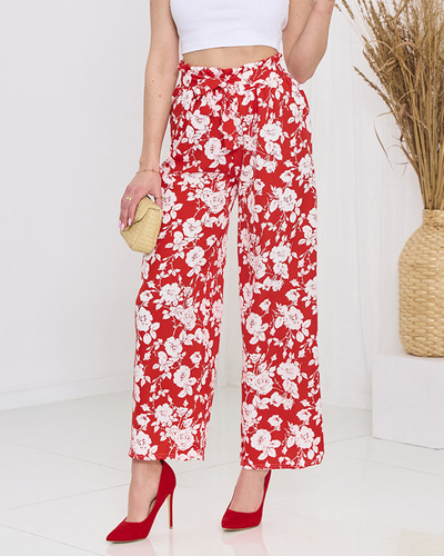 Rote Palazzo-Hose mit Blumenmuster - Kleidung