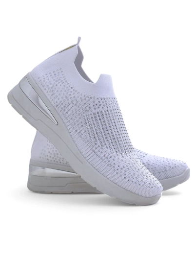 Royalfashion Slip-On Wedge-Sneaker für Damen mit Strasssteinen Qelavise