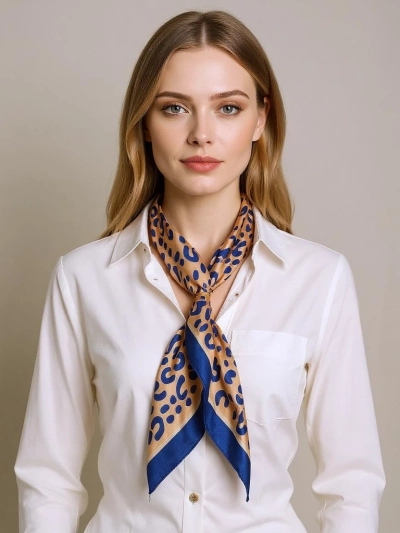 Apollonia шовкова хустка жіноча бежево-гранатова, модні принти 69x66 см