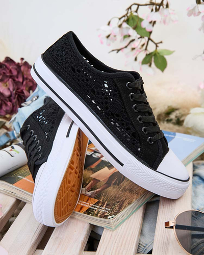 Atmungsaktive Damen-Sneaker Calista Nero mit Spitze - Sommer-/Frühlingskollektion