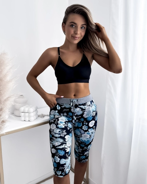 Темно-сині жіночі легінси 3/4 довжини з візерунком PLUS SIZE