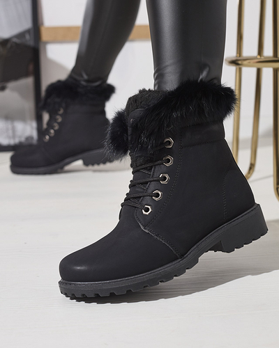 Klassische Damenstiefel a'la trappers in schwarz Lausa- Footwear