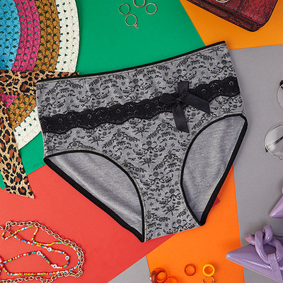 Труси жіночі з принтом сірого кольору. PLUS SIZE- Нижня білизна