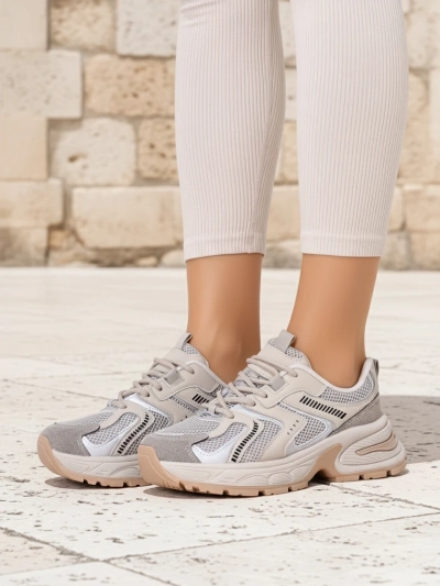 Aurelia Luna Damen-Sneakers Royalfashion Schnürer Ecru