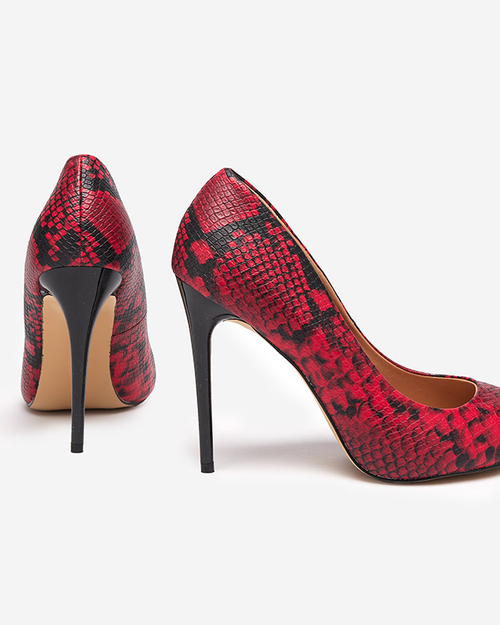 Чорно-червоні жіночі туфлі з тисненням під зміїну шкіру Zelixy - Взуття