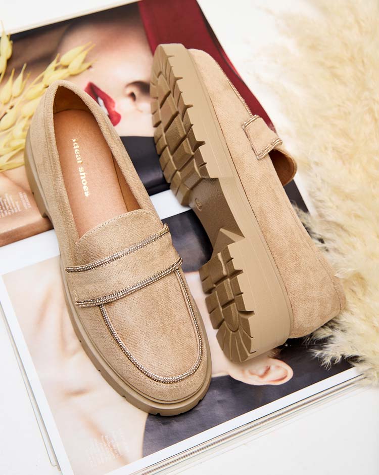 Royalfashion Damen Mokassins mit Zirkonen Eroime