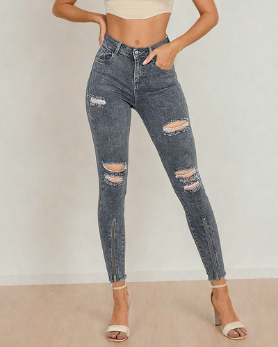 Royalfashion Damen-Röhrenjeans mit Reibung