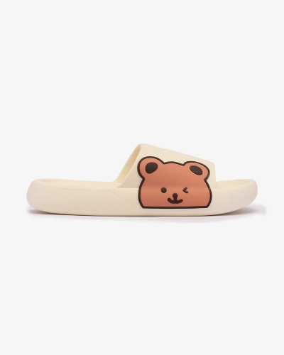 Royalfashion Weiße Damen-Gummi-Flip-Flops mit Teddybär Levekki