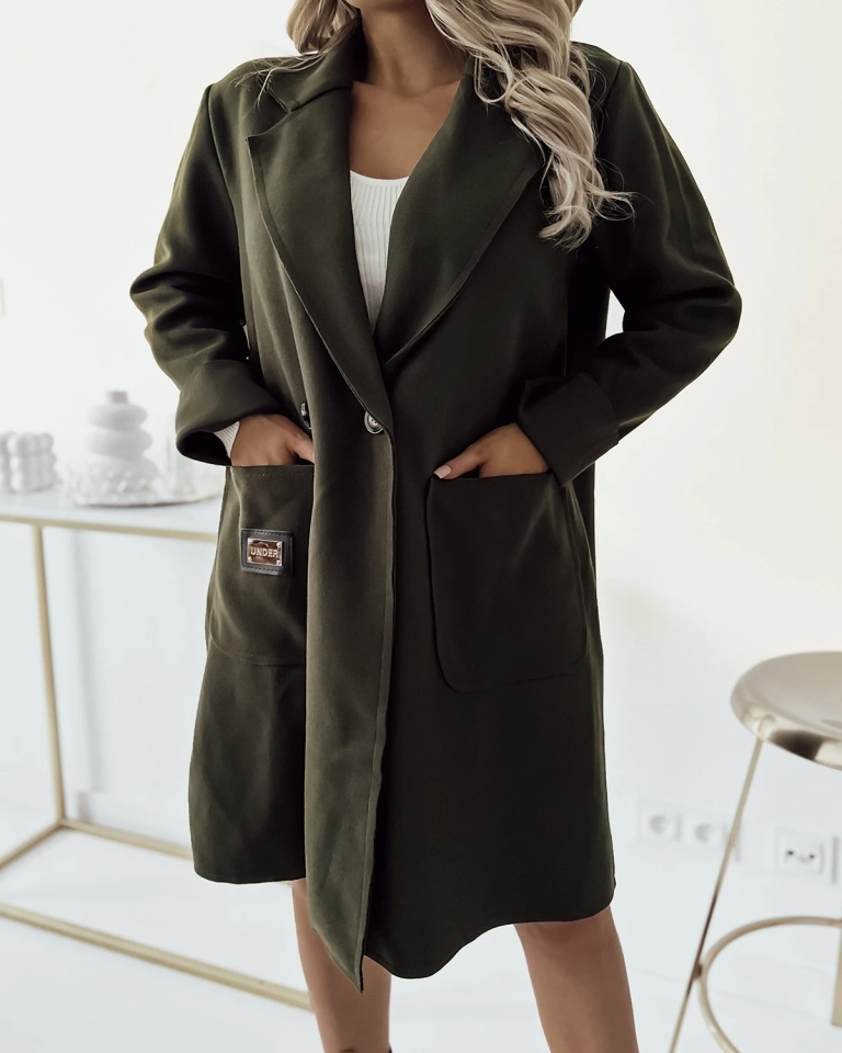 Royalfashion Khaki Damenmantel knielang Jacke