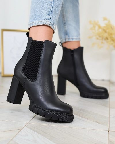Royalfashion Schwarze Damenstiefel mit hohem Absatz Seihay