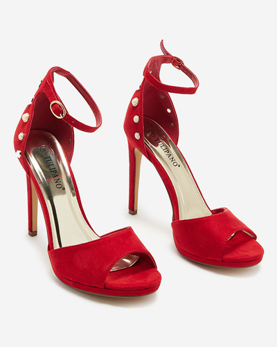 Rote Damensandalen auf einem hohen Absatz aus Öko-Wildleder Sariel - Schuhe