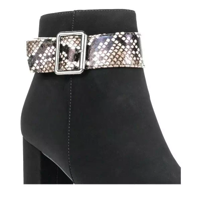 OUTLET Schwarze Stiefeletten mit Schnalle a'la Schlangenhaut Anya - Schuhe