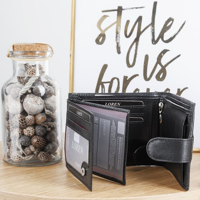 Schwarze Herrenbrieftasche mit Knopf - Brieftasche