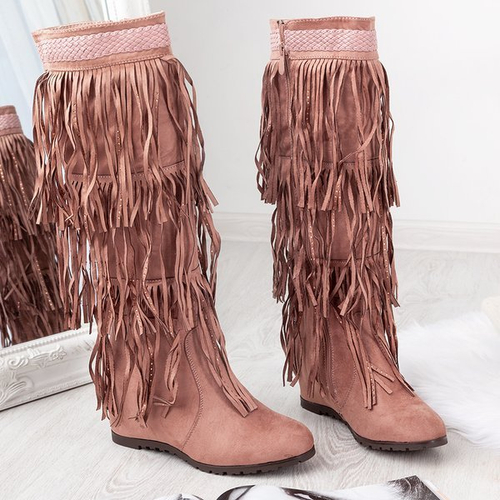 Рожеві черевики на танкетці з кистями Bahroma - Взуття