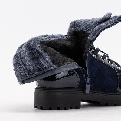 Damen Stiefel marineblau teilweise lackiert Ginoko - Schuhe