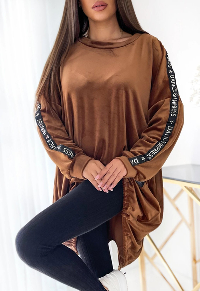 Royalfashion Braune Damen-Tunika mit Kordelzug