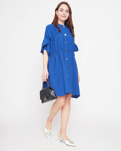 Marineblaues, knielanges Damenkleid - Kleidung
