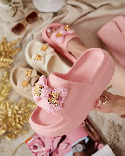 Royalfashion Damen-Gummi-Flip-Flops mit Zierschleife Nilm