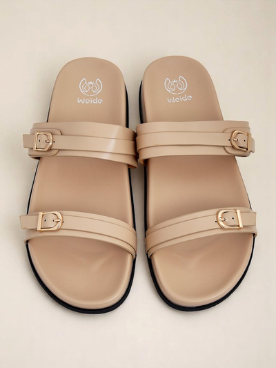 Royalfashion Damen-Pantoletten aus Öko-Leder EcoTwins Slides