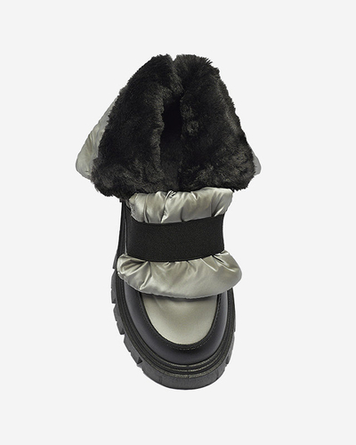 Damen-Schneestiefel auf flacher Sohle in schwarz-grau Ferory- Footwear