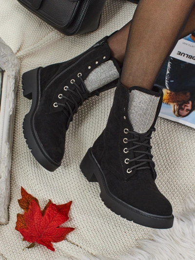 Ökologische Wildleder-Schnürstiefeletten für Damen Ferlyne