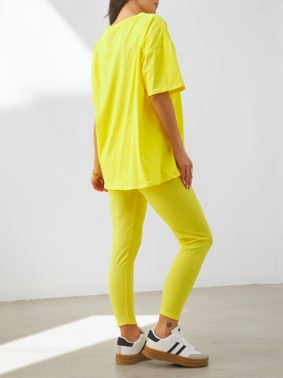 Royalfashion Baumwolle Damen-Set mit kurzen Ärmeln und Leggings