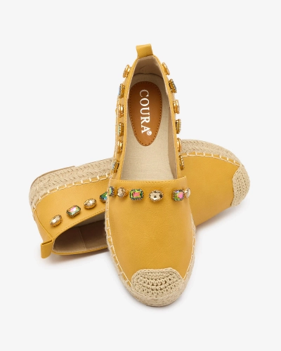 OUTLET Gelbe Damen-Espadrilles mit Kristallen Ziennie - Schuhe