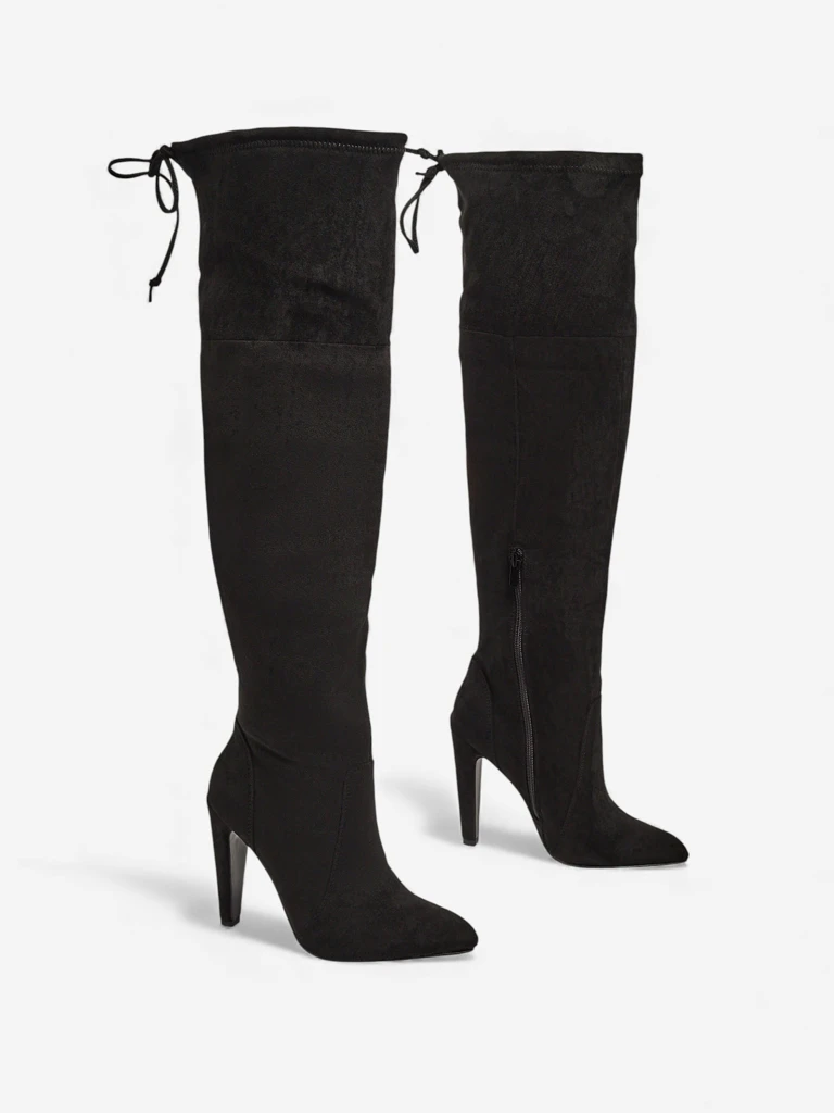 Damen Overknee-Stiefel aus Öko-Wildlederimitat mit Stilettoabsatz Eldirros