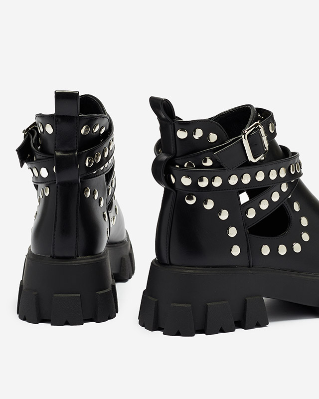 Schwarzer Damenstiefel mit dickerer Sohle Avarno- Footwear