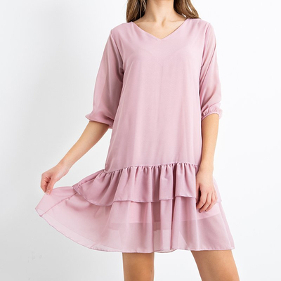 Rosa Kleid der Frauen mit Rüschen - Kleidung