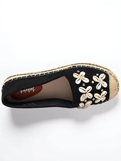 Schwarze Plateau-Espadrilles für Damen mit Verzierungen Izira - Schuhe