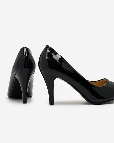 Royalfashion Schwarz lackierte Degonop Pumps mit Absatz