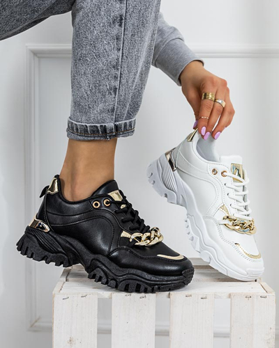 OUTLET Schwarze Damen-Sportschuhe mit Goldkette Evitos - Schuhe