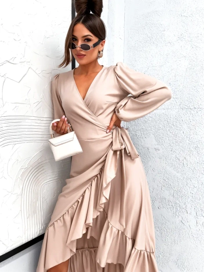 Royalfashion Damen Midi-Kleid mit Rüschen