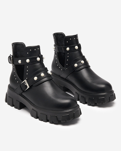 Schwarze Damenstiefel mit fester Sohle Itreff- Footwear