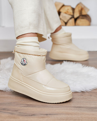 Royalfashion Damen Schlupf-Schneestiefel in Cremefarbe Ademra