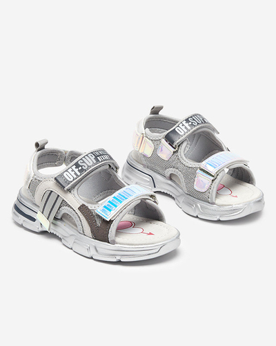 Graue Mädchensandalen mit holografischen Einsätzen von Heilol - Footwear
