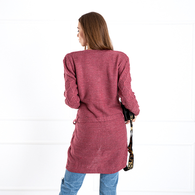 Fuchsia Damen Strickjacke mit Taschen - Kleidung