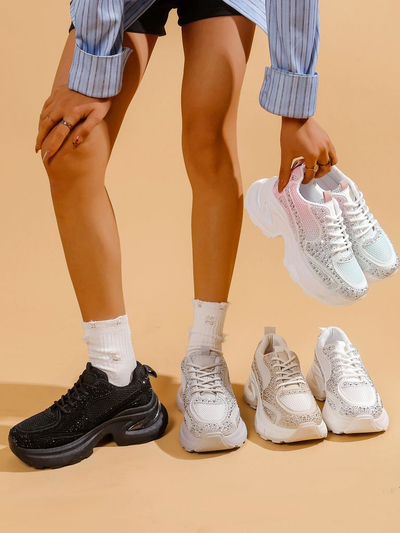 Royalfashion Damen Sport Sneakers mit Strass Bloss