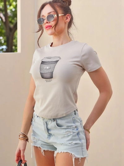 Royalfashion Damen Baumwoll-T-Shirt mit Strassdruck