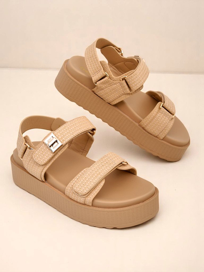 Damen Sandalen Royalfashion Beige Lavinia mit Plateau – bequemer Sommer