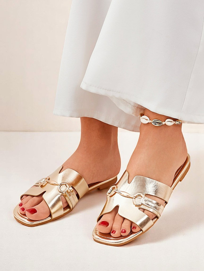 Royalfashion Damen Pantoletten mit flacher Sohle Lina
