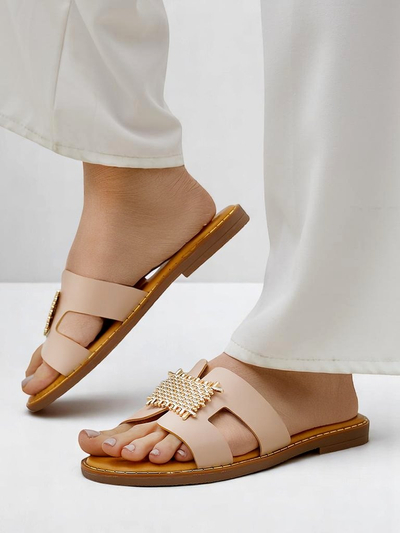 Royalfashion Damen dekorative Slides mit Ornament Crattes